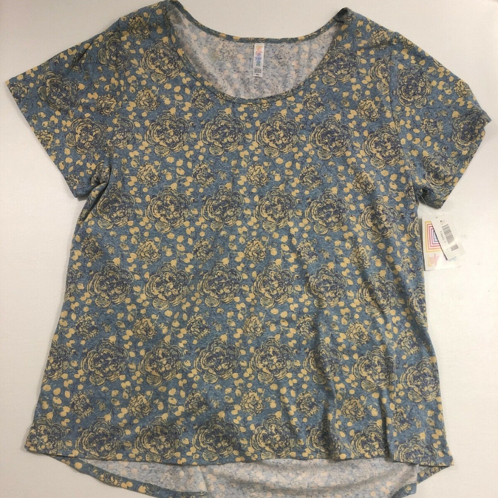 NEW LulaRoe Classic T Size 3XL Floral Blue Yellow